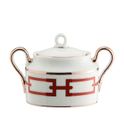 Ginori Catene Scarlet Sugar Bowl  w/ Cover